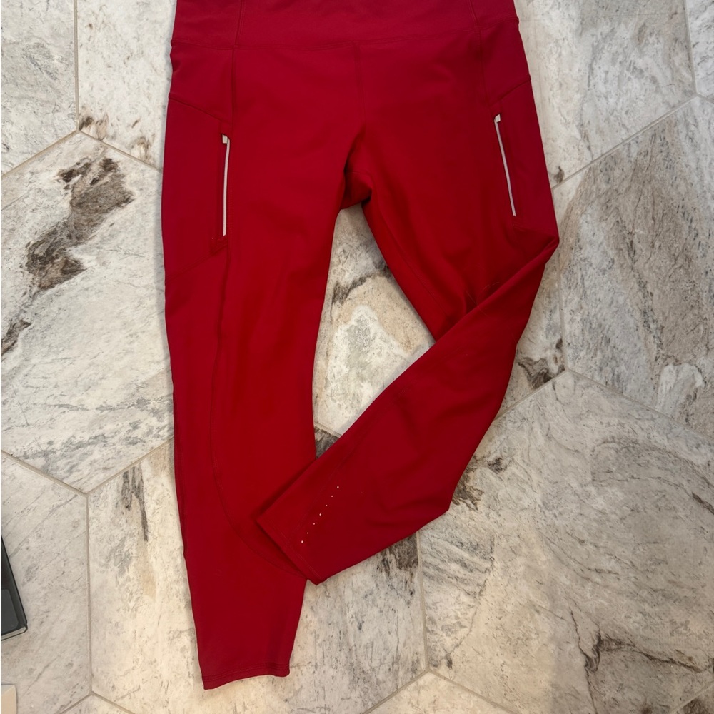 Athleta Bright Red Ranier Leggings NWOT
